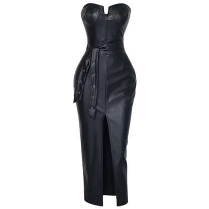 Abby Leather Split Dress